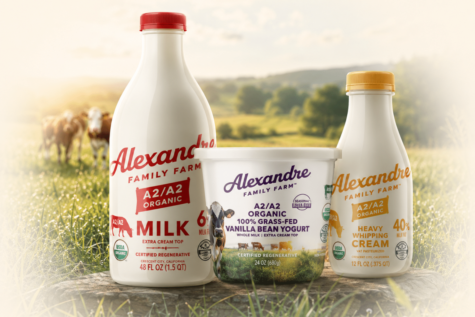 Alexandre Family Farm organic milk, yogurt and cream